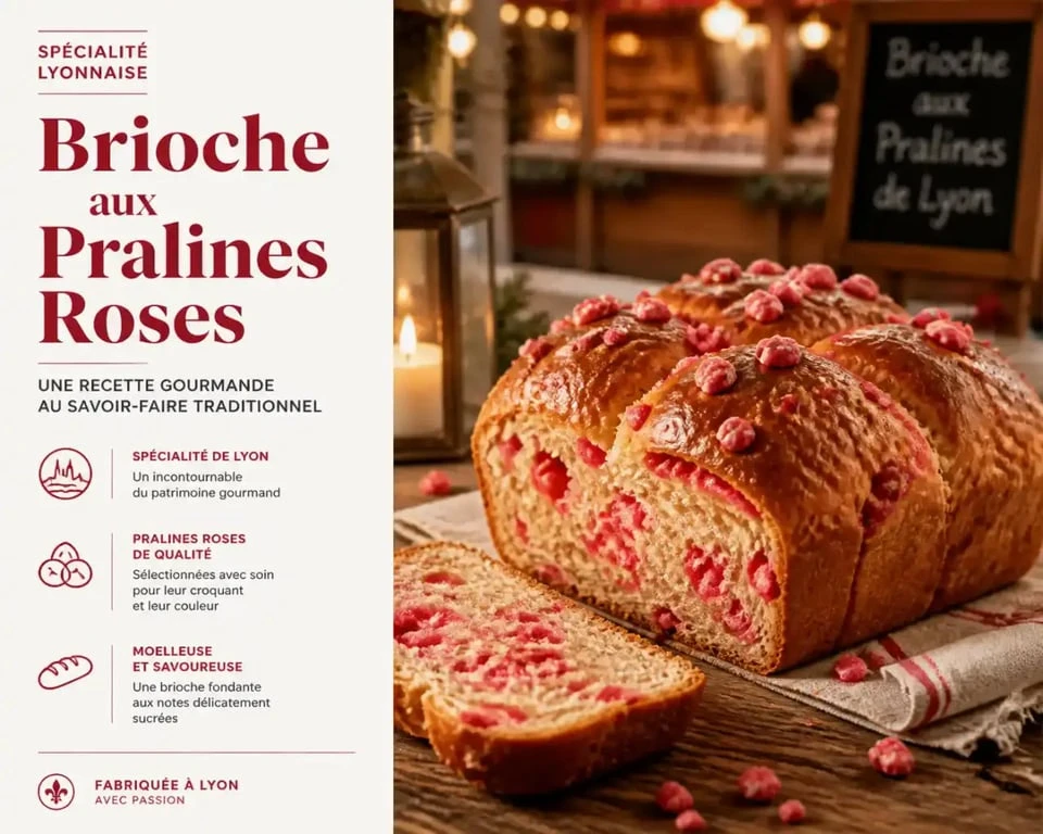 Spécialité culinaire à goûter en visitant Lyon à Noël : la brioche aux pralines roses