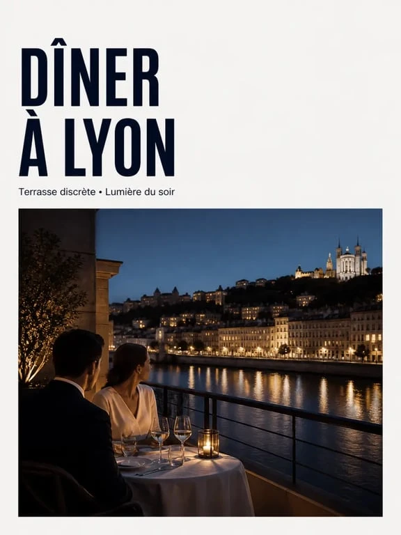 Week end romantique lyon : dîner romantique à Lyon avec vue sur la ville au crépuscule