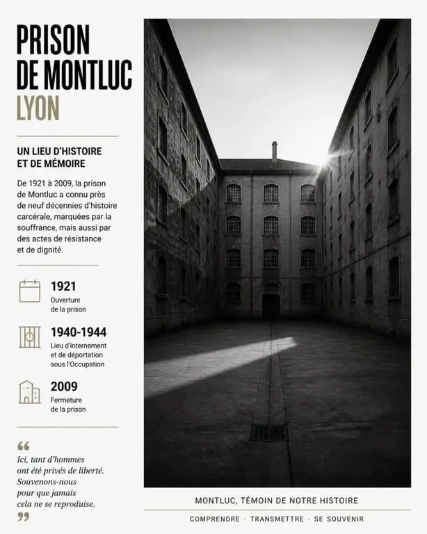 Cour intérieure de l'ancienne prison de Montluc à Lyon, lieu de mémoire historique