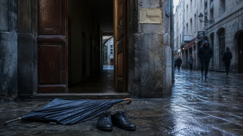 Quoi faire à Lyon quand il pleut : traboule du Vieux Lyon sous la pluie, parapluie et pavés humides
