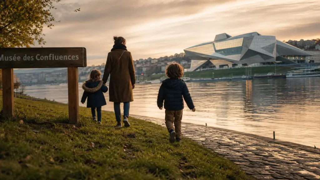 Quoi faire à Lyon avec des enfants : balade au bord du Rhône près du Musée des Confluences