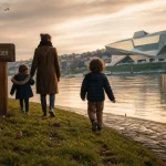 Quoi faire à Lyon avec des enfants : balade au bord du Rhône près du Musée des Confluences