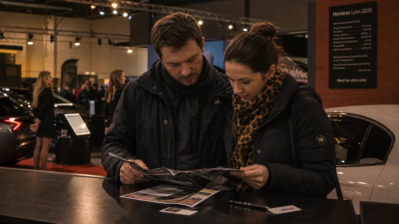 Salon de l'auto lyon 2025 : billets et visiteurs en hall de salon