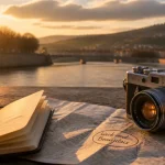 Photo golden hour pour week end autour de lyon sur le Rhône à Lyon, carte et appareil photo