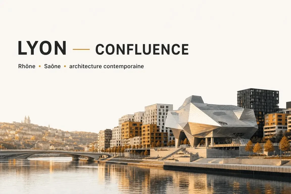 La confluence à Lyon, vue panoramique du quartier moderne entre Rhône et Saône