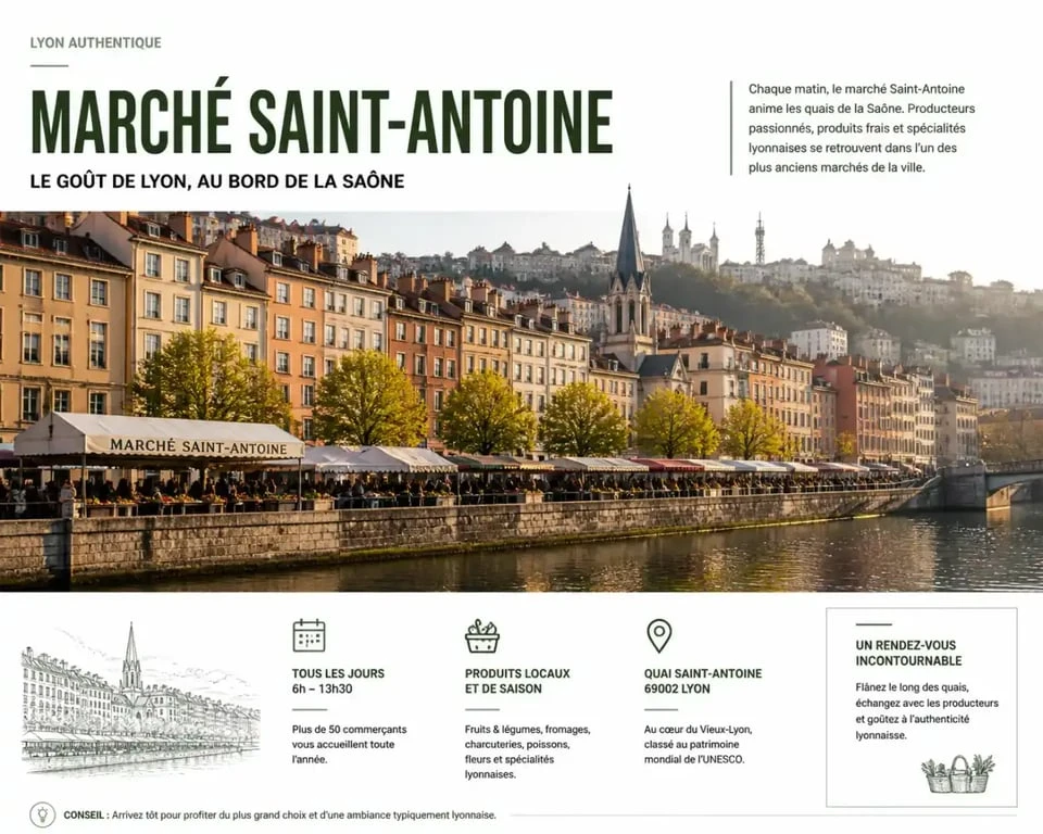 Marché Saint-Antoine à Lyon, l'un des plus beaux marchés de Lyon