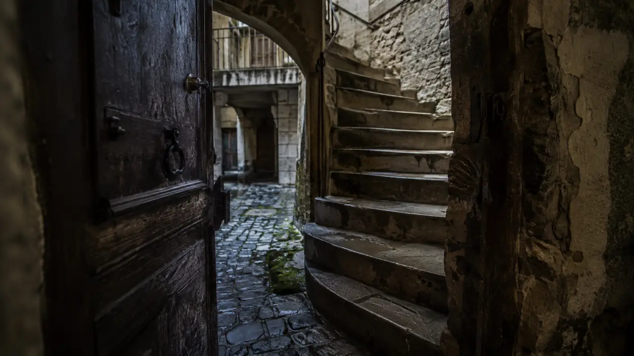 Traboule lyonnaise, passage secret avec escalier Renaissance