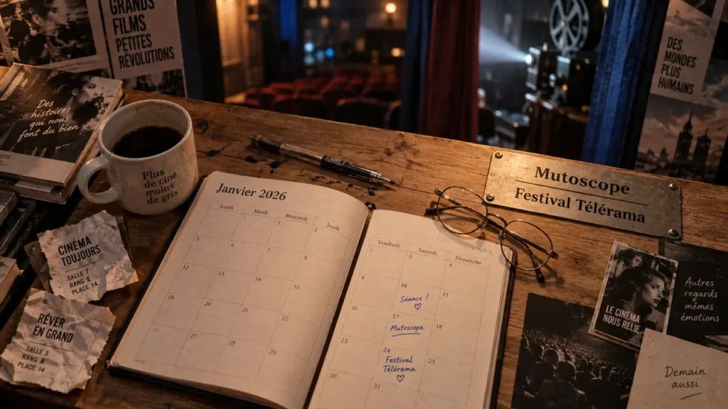 Événements lyon janvier 2026 : agenda cinéma et jazz sur une table en bois
