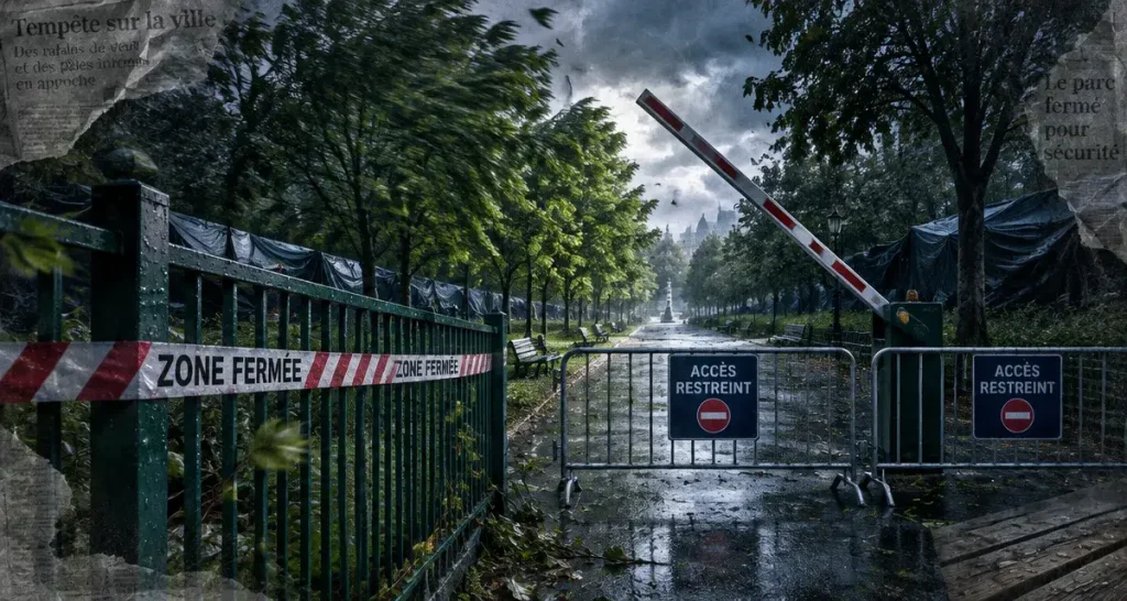 Fermeture parcs lyon : zone fermée et accès restreint devant une clôture