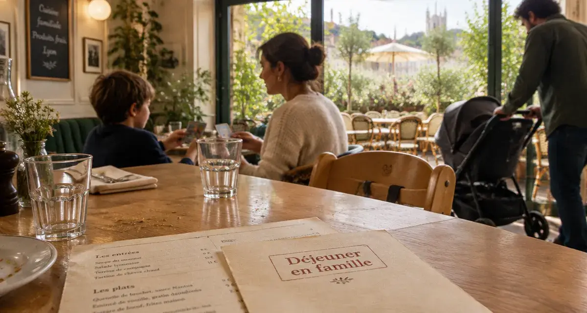 Manger en famille a lyon : restaurant familial à Lyon, enfant et parents à table